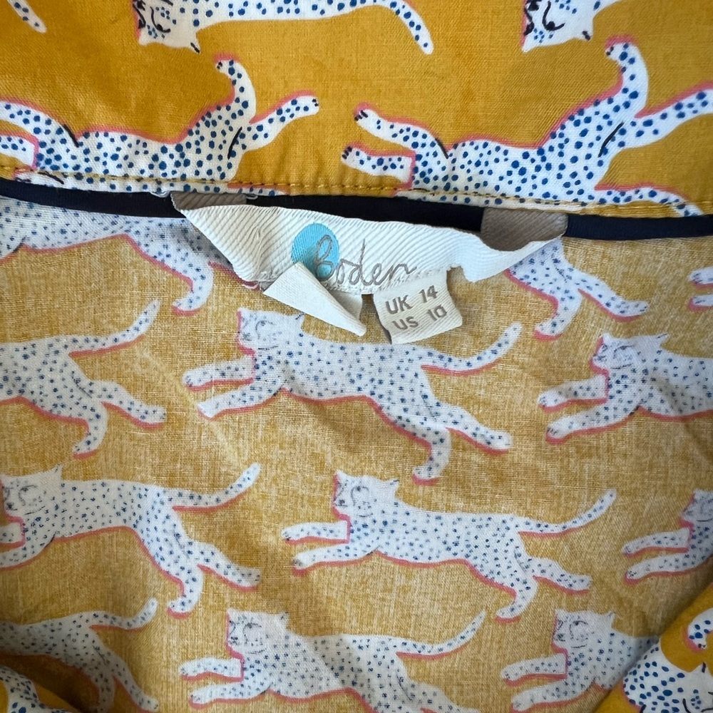 Boden Mustard and White Leopard Print Shirt - Picture 2 of 3